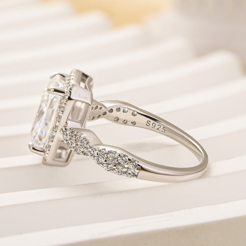 Louily Twist Halo Radiant Cut Engagement Ring - louilyjewelry