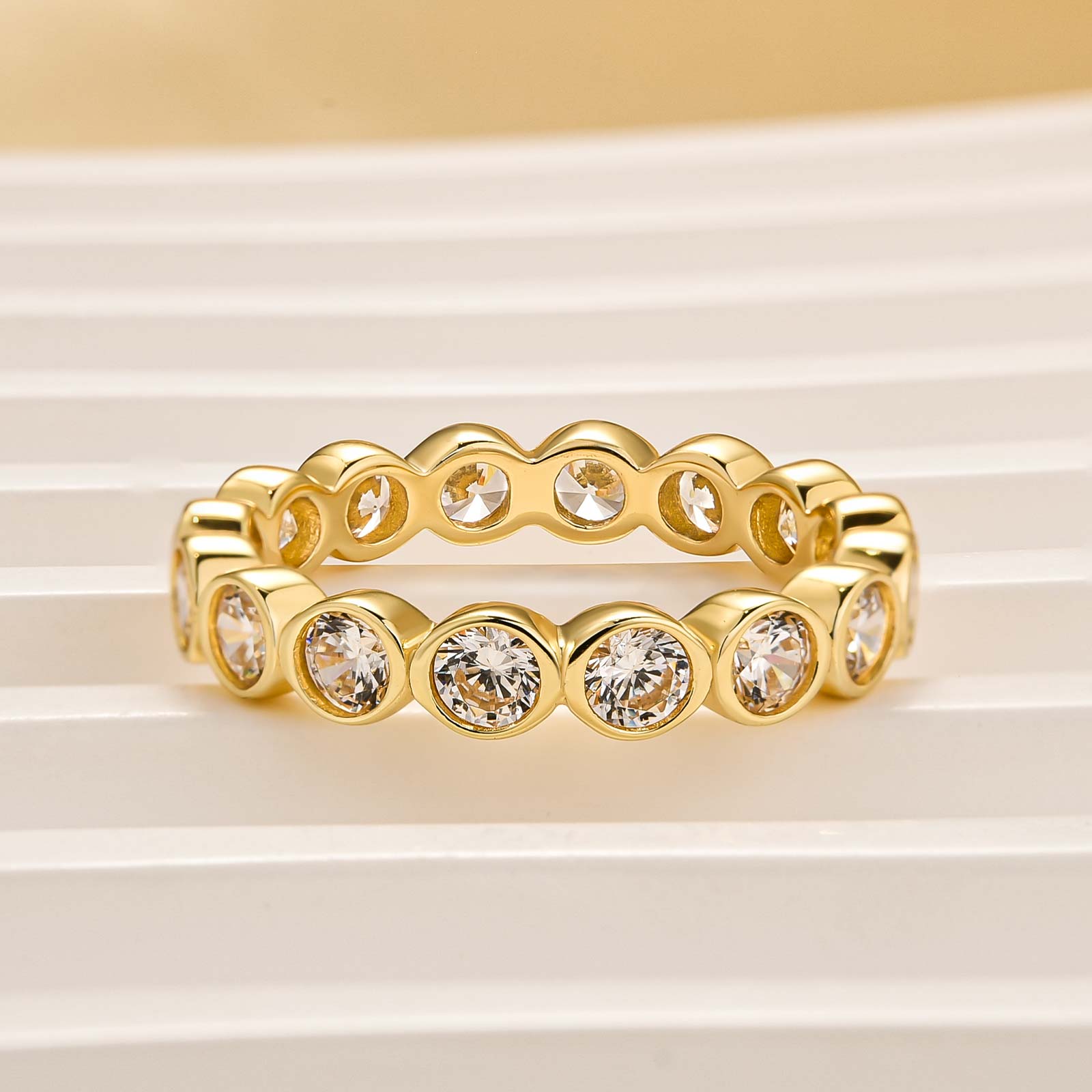 Elegant Round Cut Yellow Gold/white Gold Full Eternity Wedding Band Wedding Band