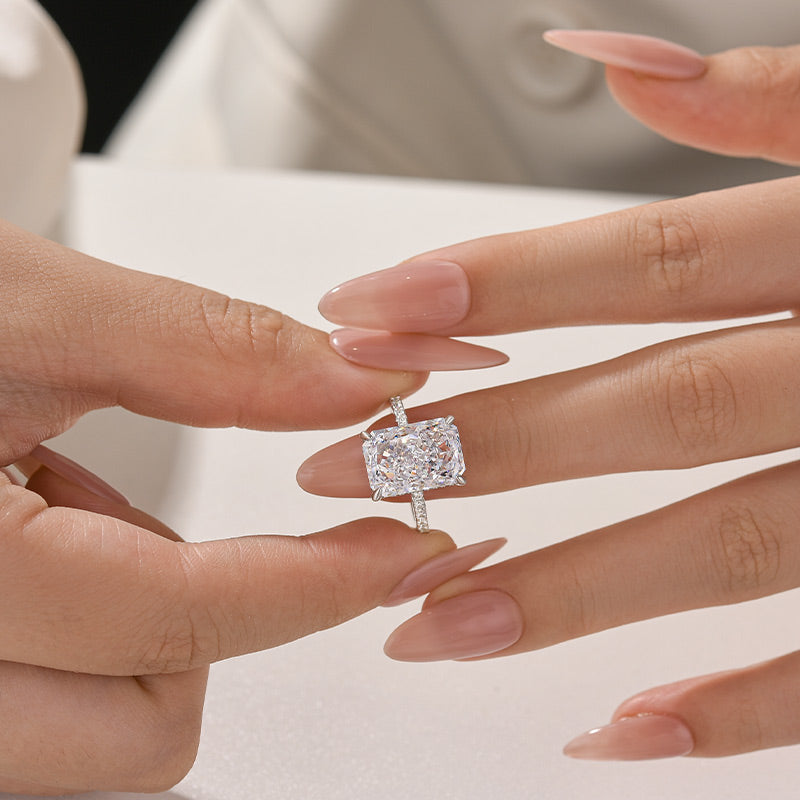 7.0Ct Simulated Diamond Radiant Cut Engagement Ring Promise Rings In Sterling Silver