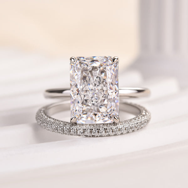 Louily Classic Radiant Cut Simulated Diamond Wedding Ring Set