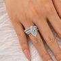 S925 3PC 6.0Ct Marquise Cut Hidden Halo Engagement Ring with Eternity Wedding Band
