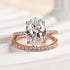 Rose Gold 4Ct Oval Cut Hidden Halo Wedding Ring Set