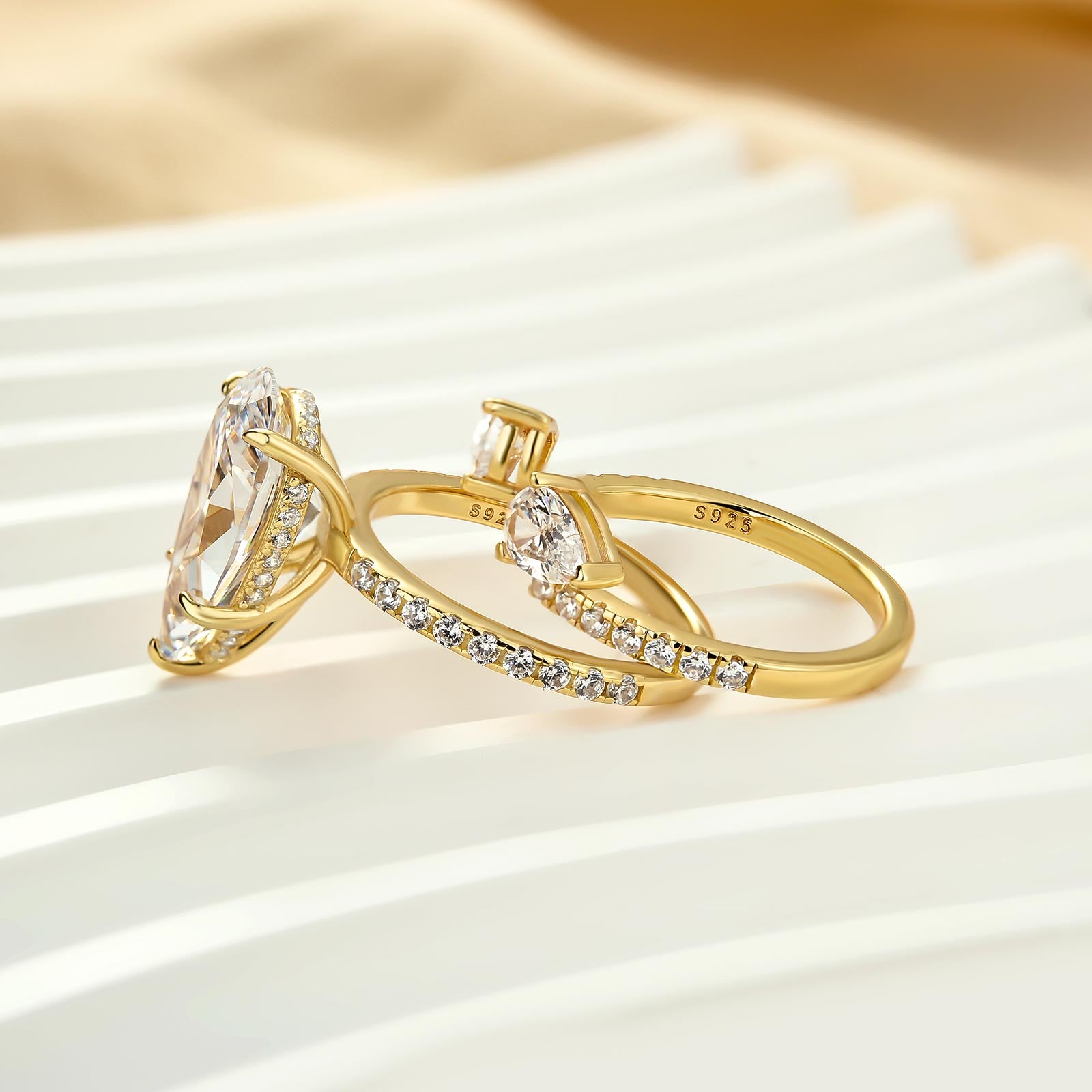 4.5Ct Pear Cut Engagement Ring With Open Engagement Ring Enhancer