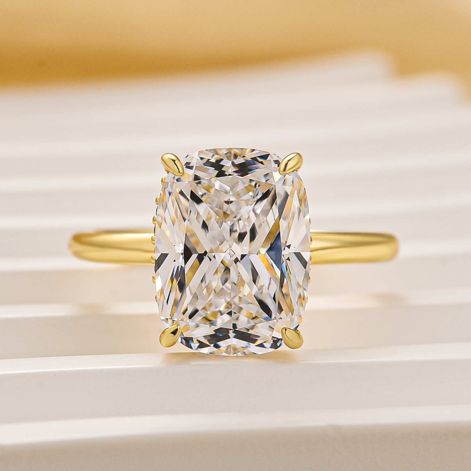 5.5Ct Cushion Cut Hidden Halo Engagement Ring Travel Ring