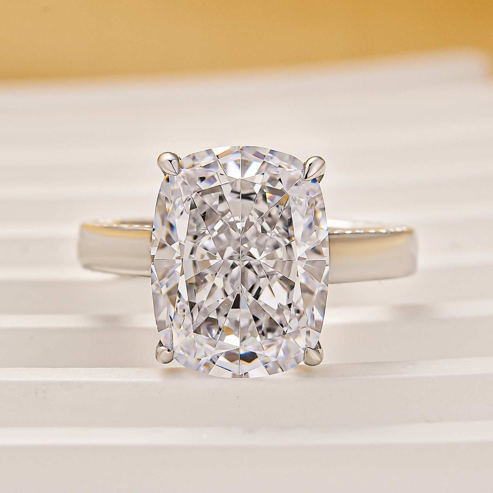 Classic 8.0Ct Cushion Cut Solitaire Engagement Ring Travel Ring In Sterling Silver