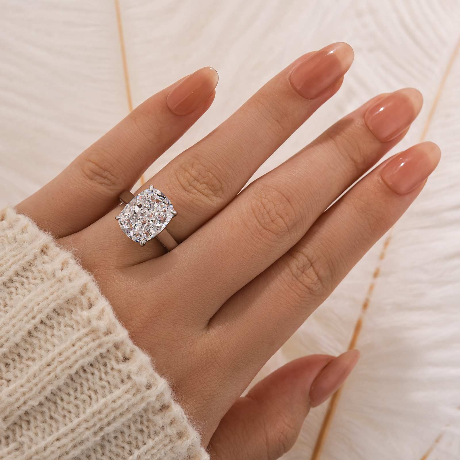 Classic 8.0Ct Cushion Cut Solitaire Engagement Ring Travel Ring In Sterling Silver