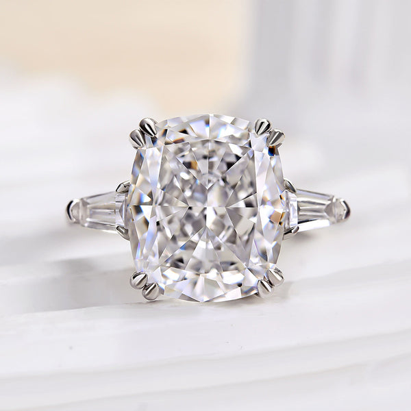 Louily Sparkle Cushion Cut Three Stone Engagement Ring