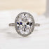 Louily Halo Oval Cut Simulated Diamond Engagement Ring In Sterling Silver - louilyjewelry