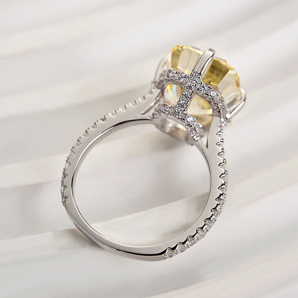 Louily Elegant 6.0 Carat Cushion Cut Yellow Sapphire Engagement Ring In Sterling Silver