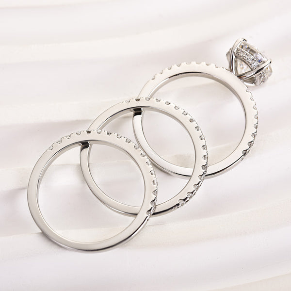 Louily Elegant Round Cut 3PC Wedding Ring Set In Sterling Silver