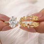 Nature-Inspired Enhancer 4.0Ct Oval Cut Double Vine Leaf Wedding Ring Sets