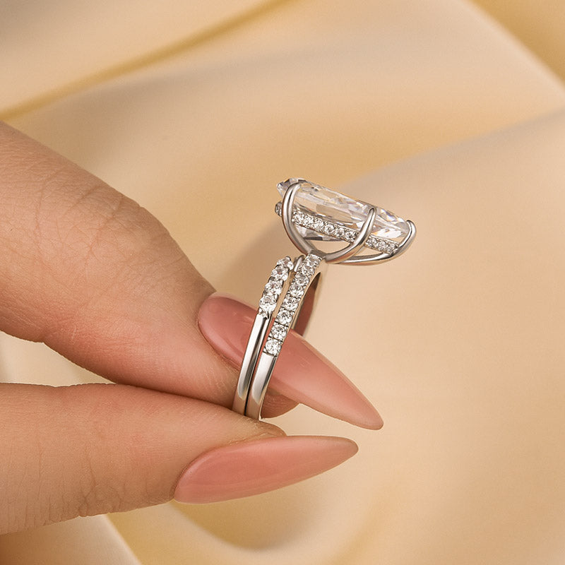 Louily 4.5 Carat Pear Cut Wedding Ring Set With Open Wedding Band - louilyjewelry
