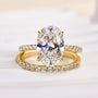 4.0 Carat Oval Cut Wedding Ring Set With Classic Half Wedding Band - louilyjewelry
