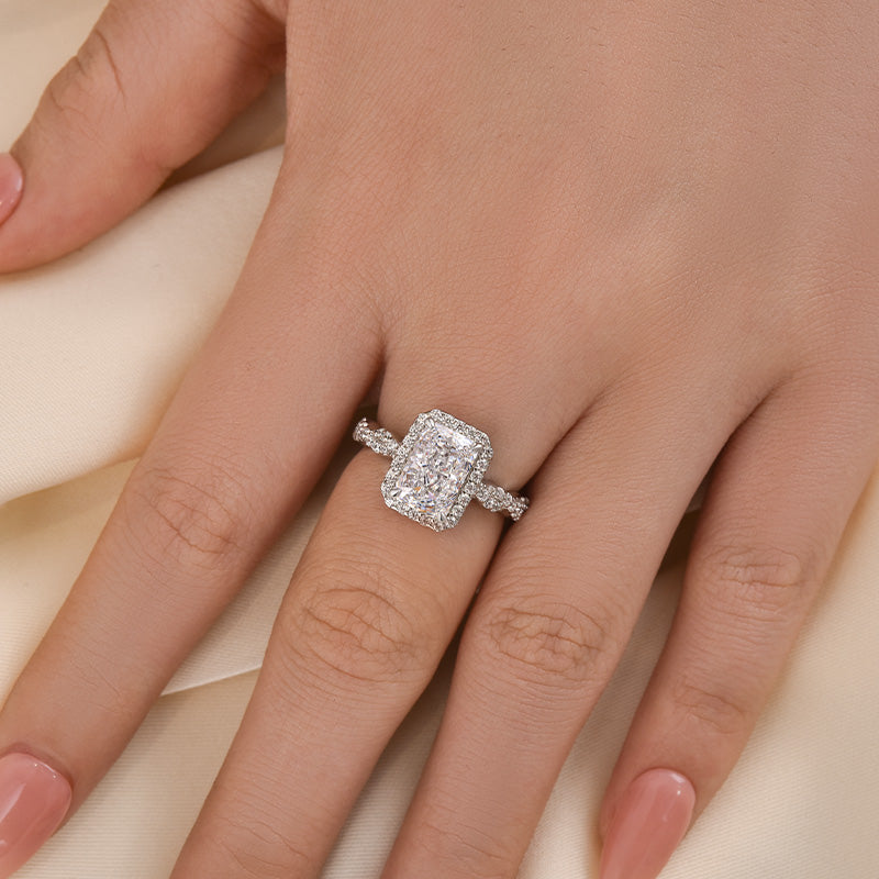 Louily Twist Halo Radiant Cut Engagement Ring - louilyjewelry