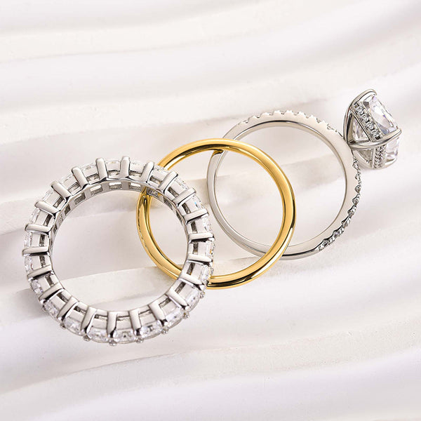 Louily Unique Radiant Cut 3PC Wedding Ring Set