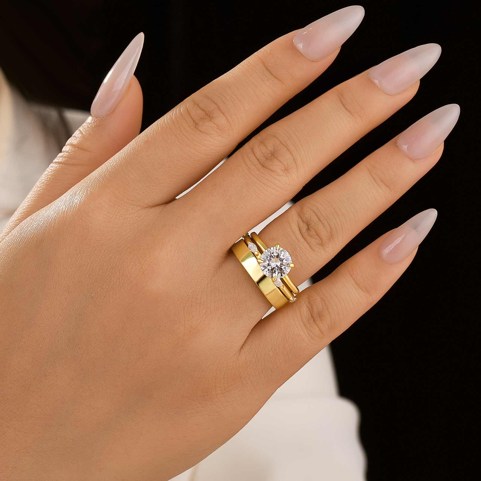 Moissanite 3PC 2.0Ct Classic Round Cut Wedding Ring Set For Women