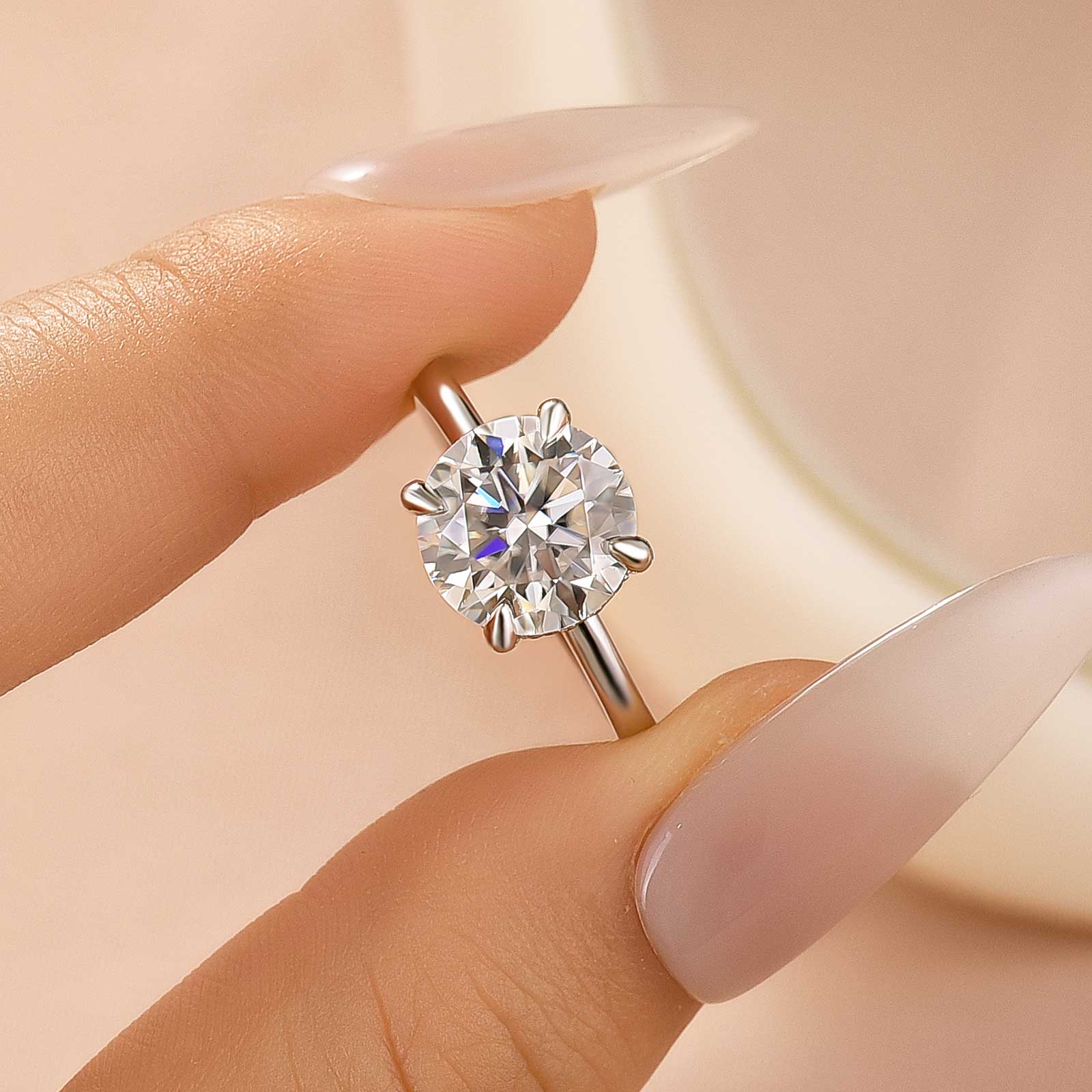 3.0Ct Round Cut Engagement Ring Travel Ring In Sterling Silver