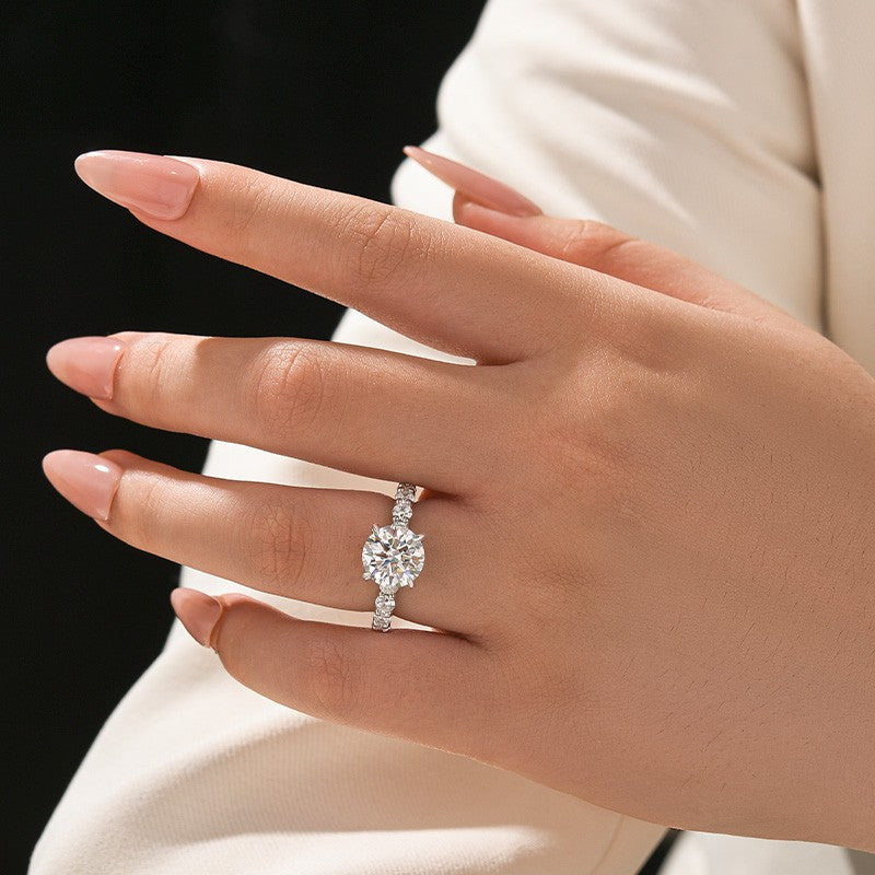 Moissanite 3.0Ct Round White Gold Engagement Ring