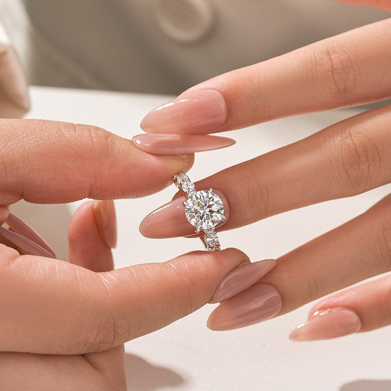 Moissanite 3.0Ct Round White Gold Engagement Ring