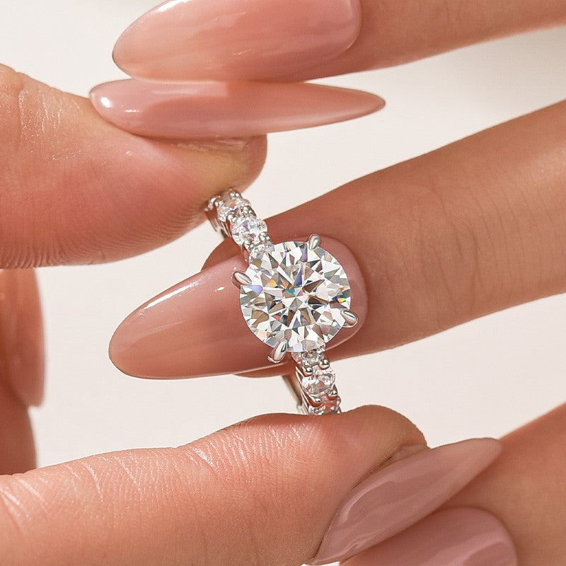 Moissanite 3.0Ct Round White Gold Engagement Ring