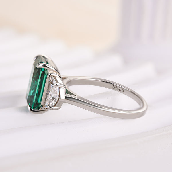 Louily Gorgeous Paraiba Tourmaline Radiant Cut Three Stone Engagement Ring In Sterling Silver