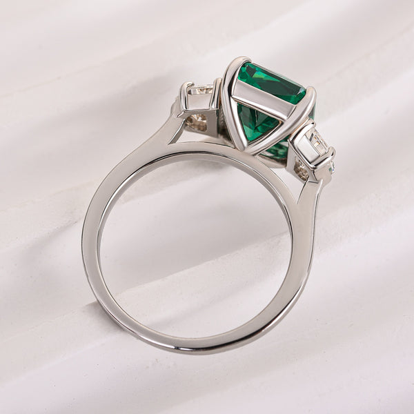 Louily Gorgeous Paraiba Tourmaline Radiant Cut Three Stone Engagement Ring In Sterling Silver