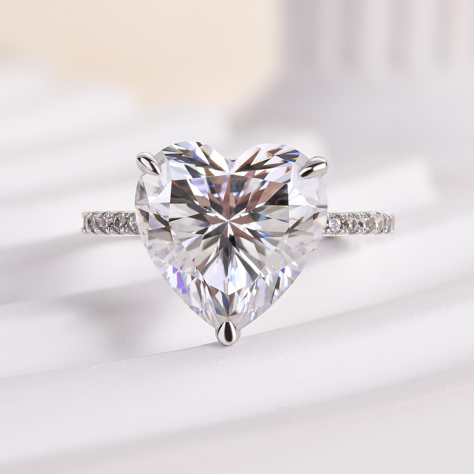 Louily Elegant Heart Cut Engagement Ring For Women In Sterling Silver - louilyjewelry