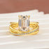 2PC Moissanite 3.5 Carat Emerald Cut Solitaire Yellow Gold Wedding Ring Set For Women - louilyjewelry