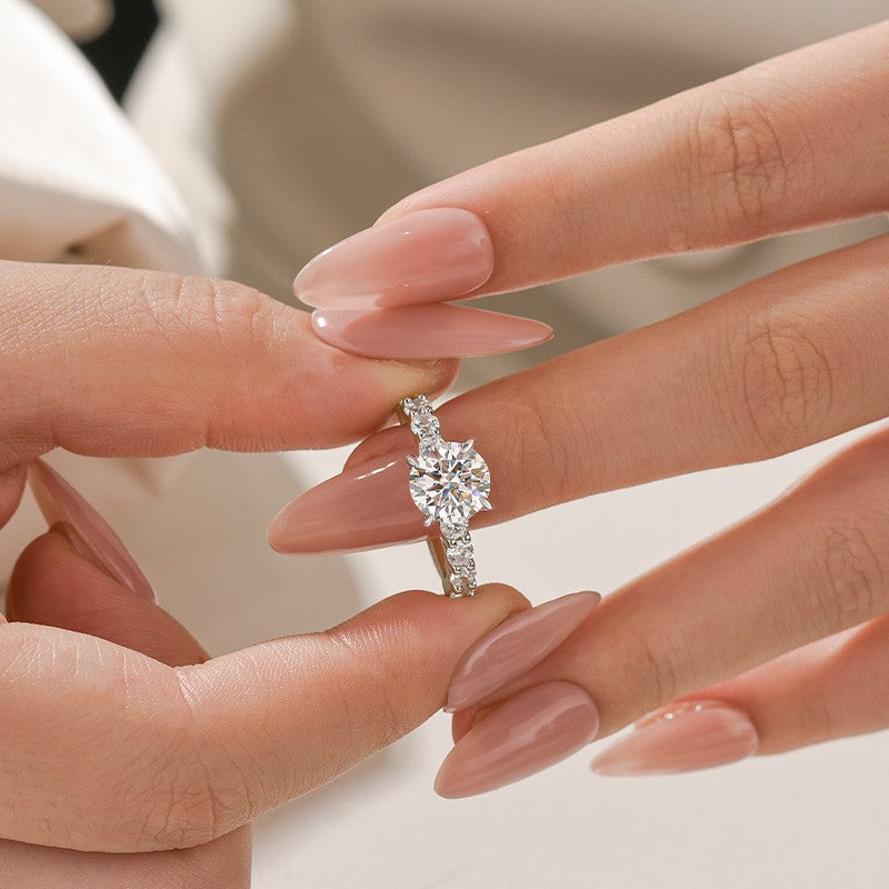 Moissanite 2.0Ct Round White Gold Engagement Ring