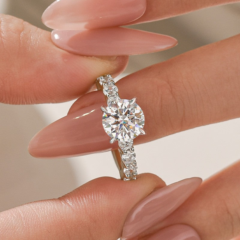 Moissanite 2.0Ct Round White Gold Engagement Ring