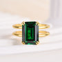 Louily Unique Design Yellow Gold Emerald Cut Engagement Ring In Sterling Silver - louilyjewelry