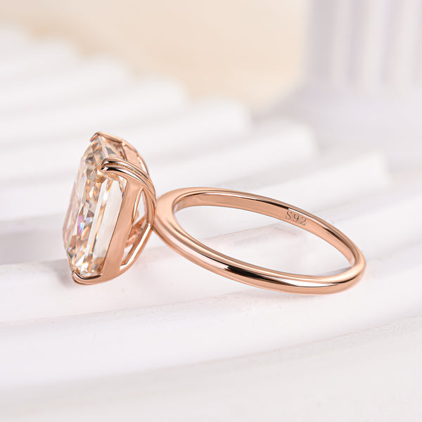 Louily Elegant Rose Gold Light Champagne Radiant Cut Engagement Ring