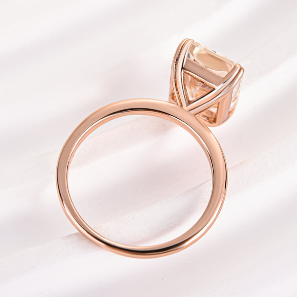 Louily Elegant Rose Gold Light Champagne Radiant Cut Engagement Ring