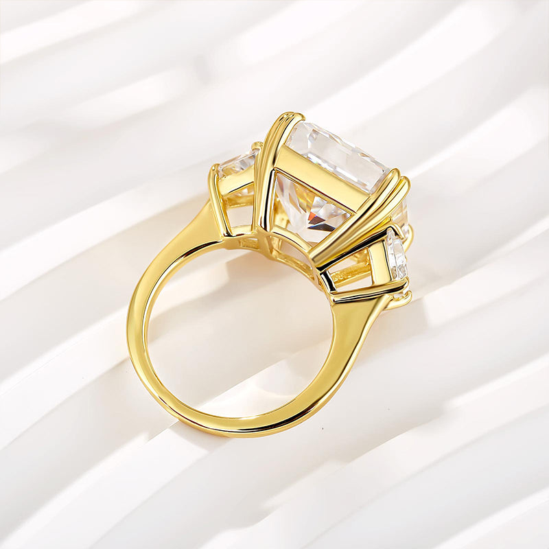 Louily Luxurious 12Ct Crushed Ice Hybrid Radiant Cut Three Stone Engagement Ring - louilyjewelry