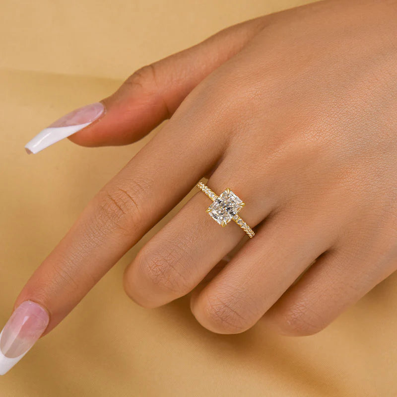 Louily Moissanite 2.0 Carat 3.5 Carat Radiant Cut Engagement Ring