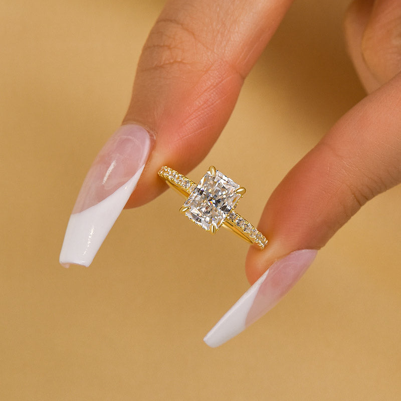 Louily Moissanite 2.0 CT Radiant Cut Engagement Ring In Sterling Silver - louilyjewelry