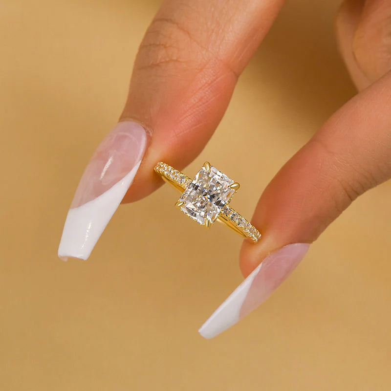 Louily Moissanite 2.0 Carat 3.5 Carat Radiant Cut Engagement Ring