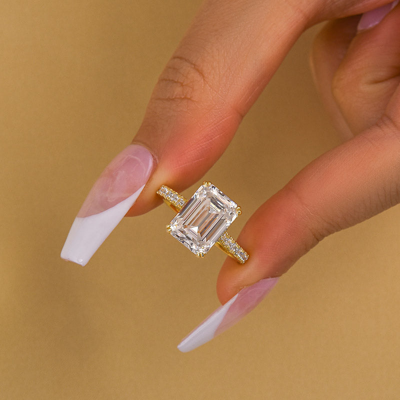 Louily Moissanite 4.5 Carat Emerald Cut Engagement Ring For Women - louilyjewelry