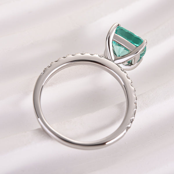 Exclusive Cushion Cut Paraiba Tourmaline Engagement Ring In Sterling Silver