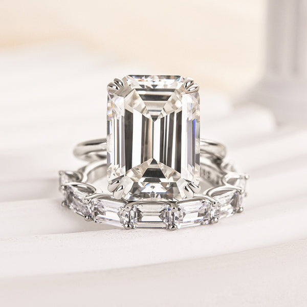 Louily Luxury Emerald Cut Wedding Set