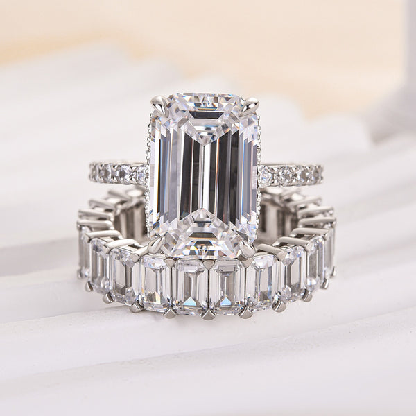 Louily Exclusive Elongated Emerald Cut Wedding Set