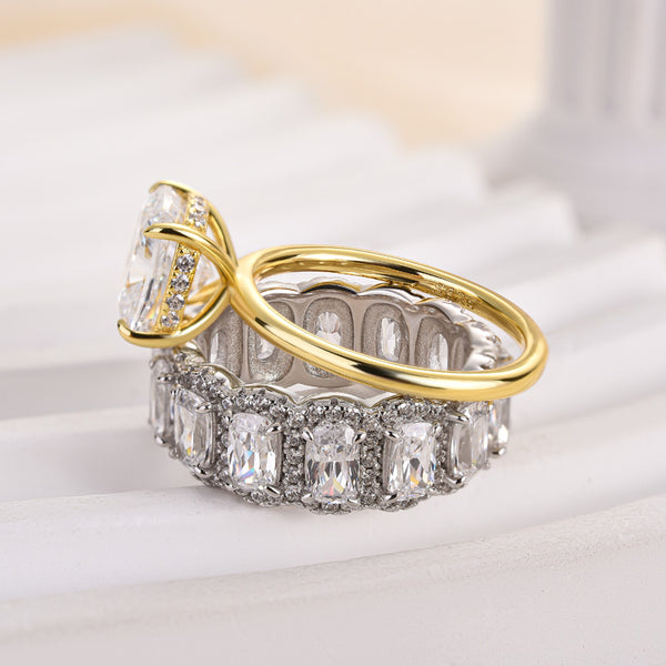 Louily Elegant Cushion Cut Wedding Ring Set In Sterling Silver