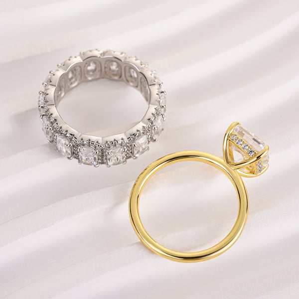 Louily Elegant Cushion Cut Wedding Ring Set In Sterling Silver