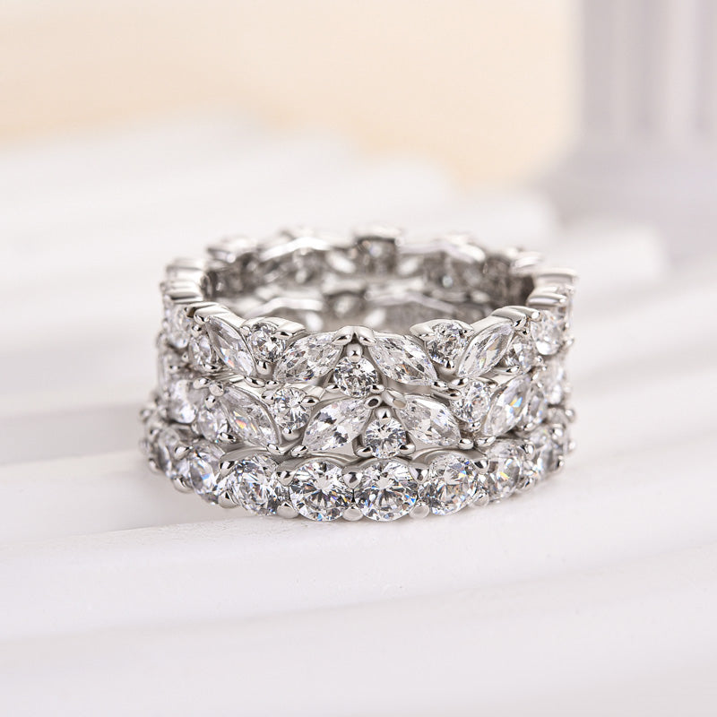 Louily Lovely Marquise & Round Cut 3PC Wedding Band Set In Sterling Silver - louilyjewelry