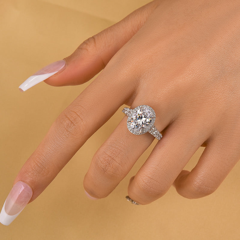 Louily Vintage Halo Oval Cut Engagement Ring - louilyjewelry