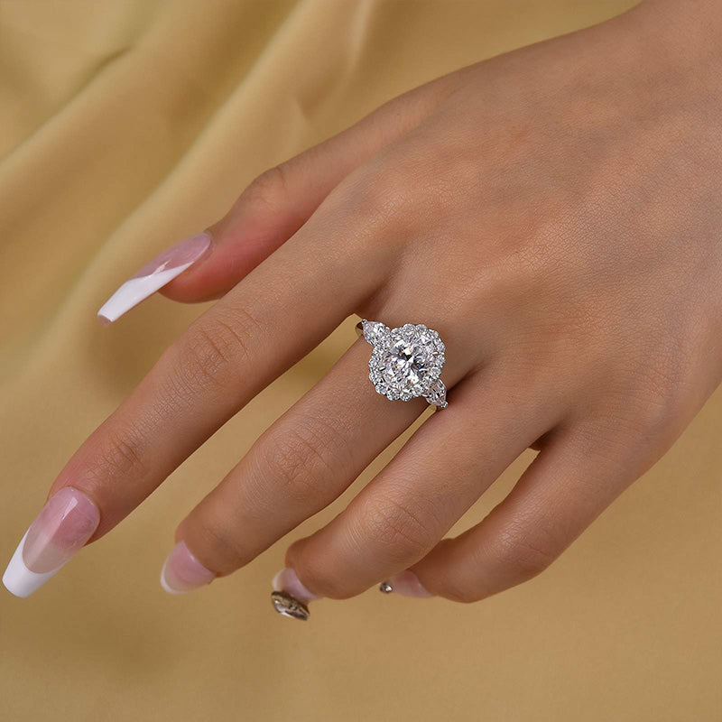 Louily Timeless Halo Oval Cut Engagement Ring For Women - louilyjewelry