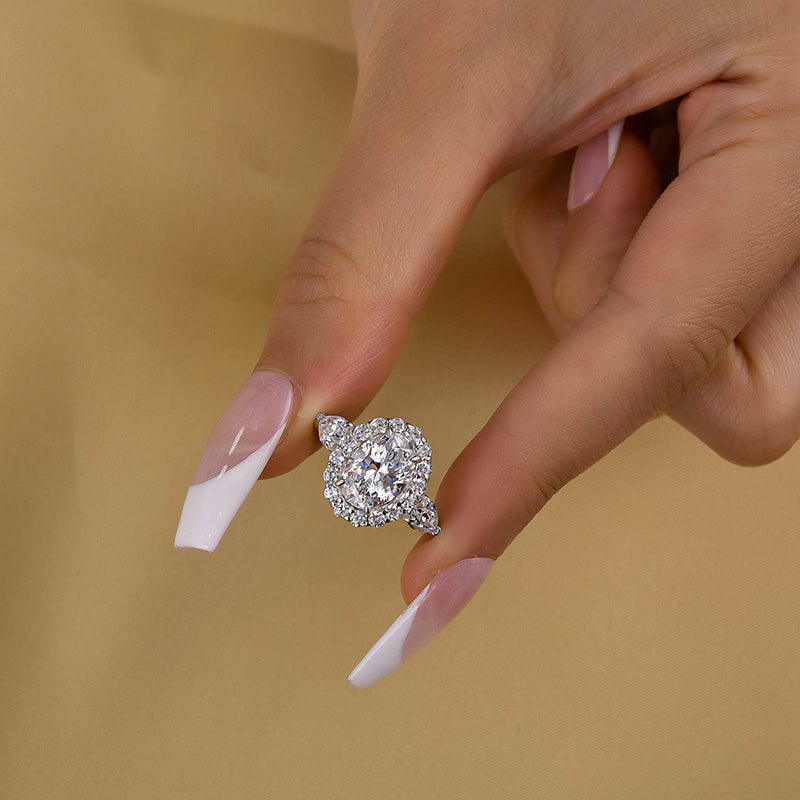 Louily Timeless Halo Oval Cut Engagement Ring For Women - louilyjewelry