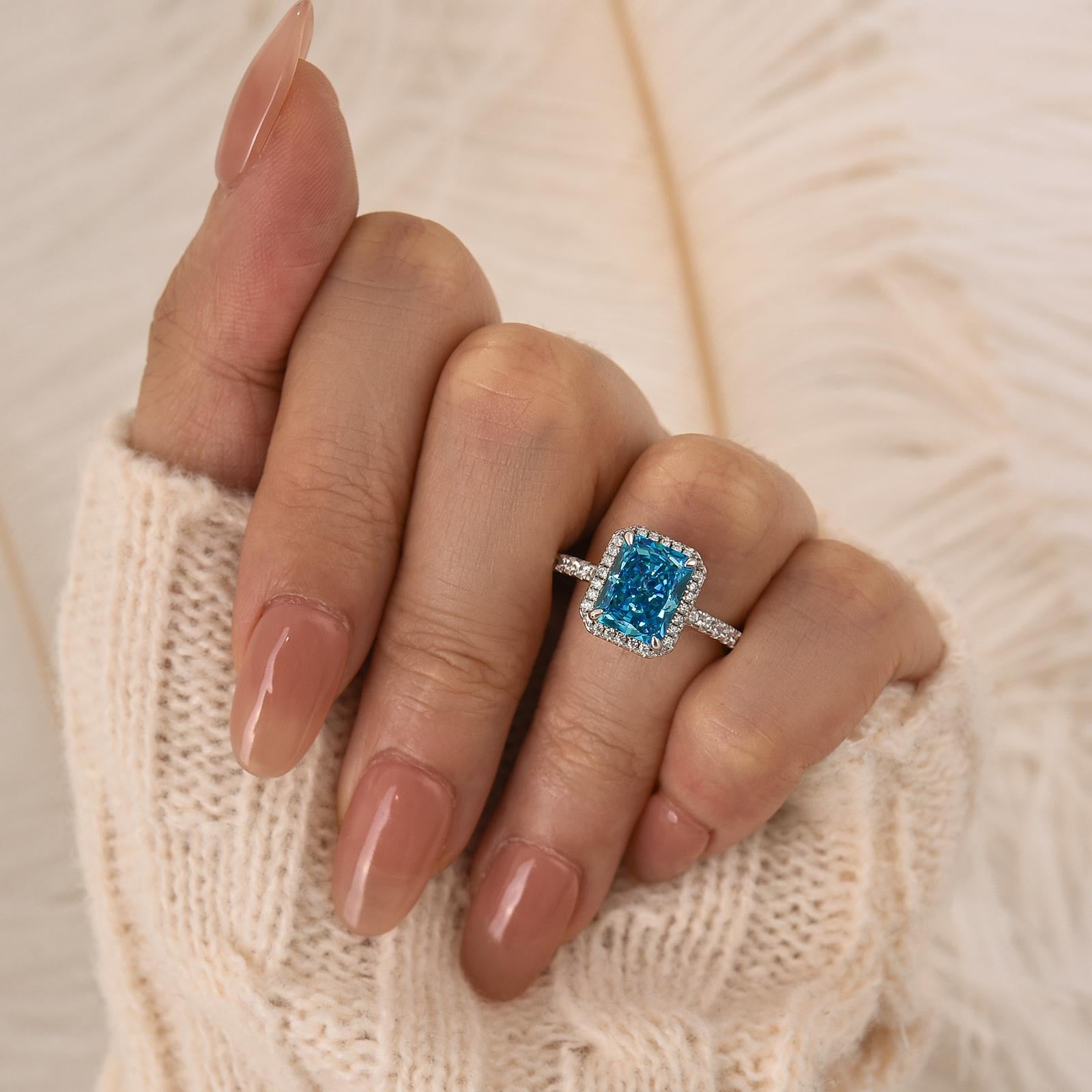 3.0Ct Radiant Cut Halo Engagement Ring Travel Ring In Sterling Silver