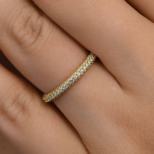 Louily Unique Three Sided Stone Women's Wedding Band