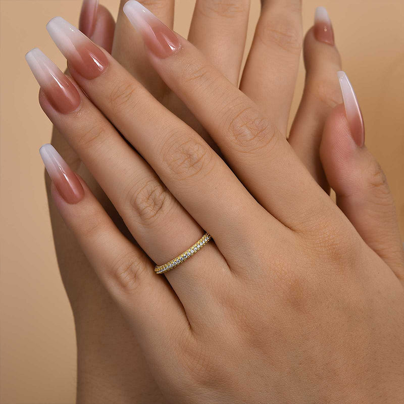 Louily Unique Three Sided Stone Women's Wedding Band - louilyjewelry